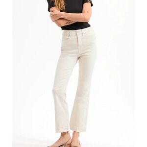 Veronica Beard Carson Ankle Flare High Rise Jeans Ecru Size 28